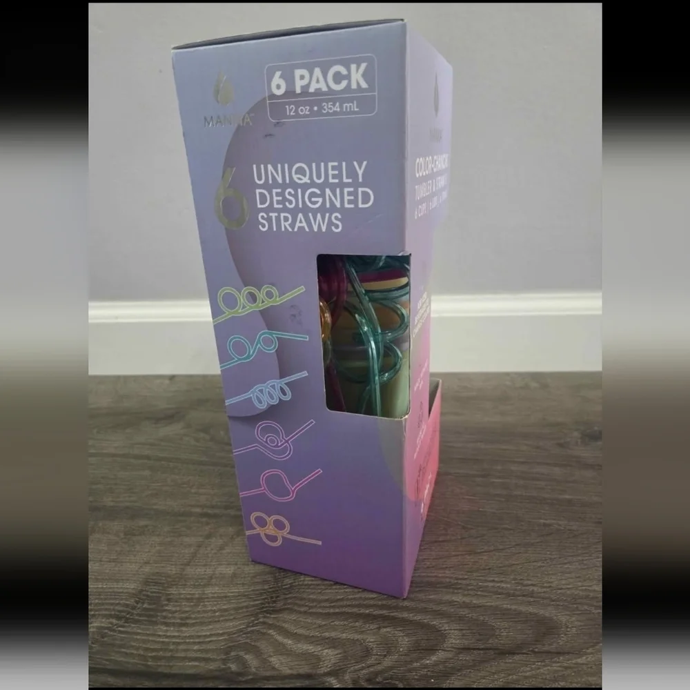 Manna color changing 12oz tumbler & straw 6pk set NEW